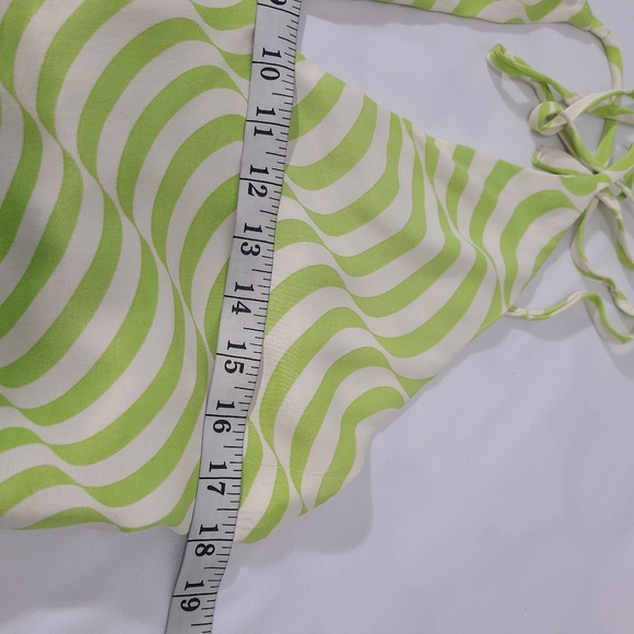 Zara Green and White Swirl Satin Halter Dress Size Large - Picture 8 of 12